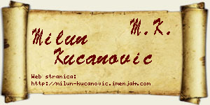 Milun Kucanović vizit kartica
